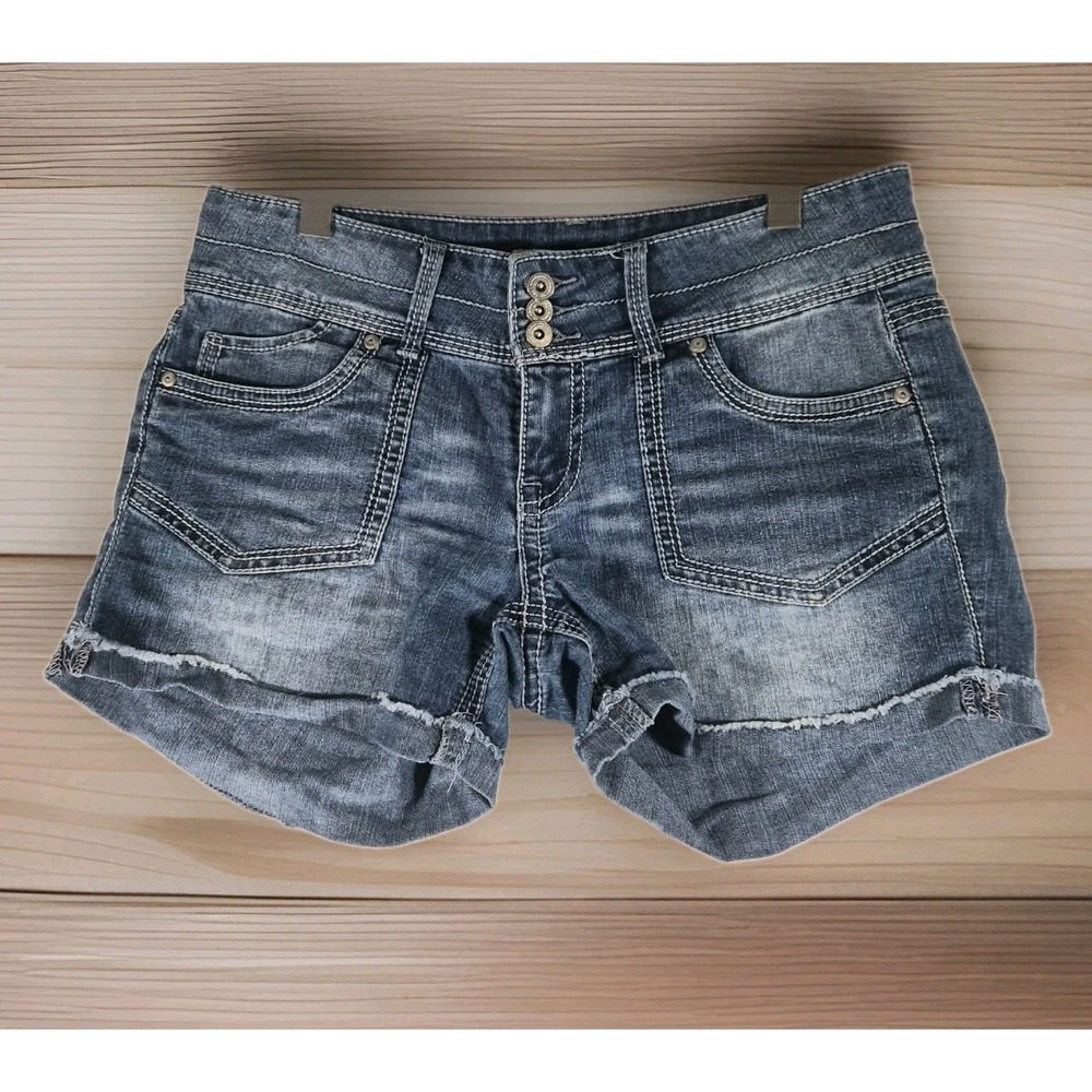 2000s Y2k LEI Ashley Low Rise Denim Shorts Women's 7 Cuffed Jean Shorts